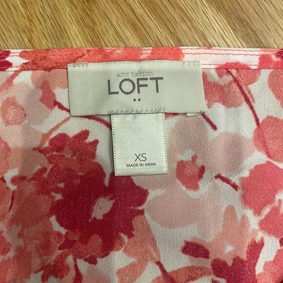 LOFT RUFFLE sleeveless PINK FLORAL blouse size XS - Picture 4 of 7